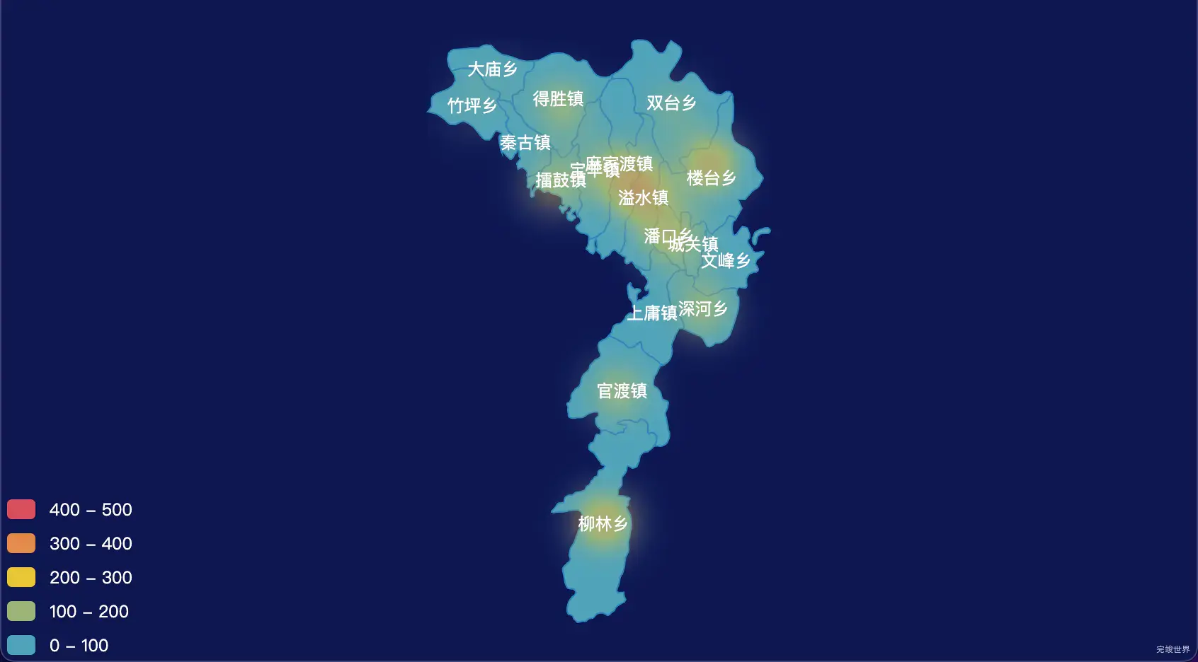 15 echarts 十堰市竹山县geoJson地图热力图